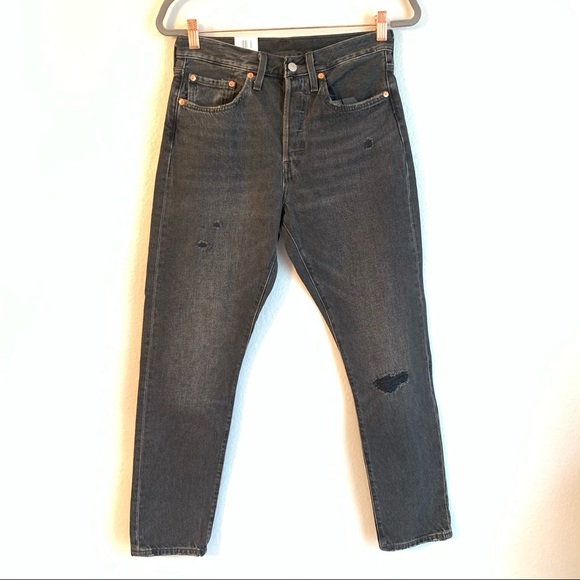 Levi’s Premium 501 Skinny Black Distressed Jeans - Picture 4 of 13